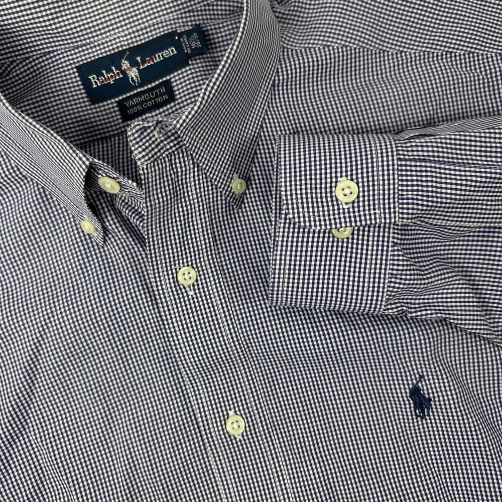 Polo Ralph Lauren Button Down Shirt 16.5 36/37 Yarmouth Gingham Check Oxford VTG